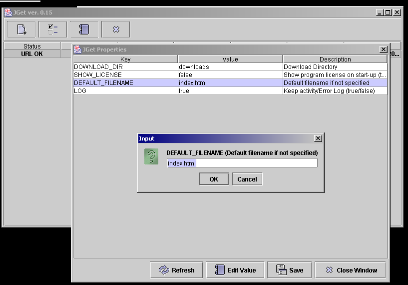 JGet properties dialog