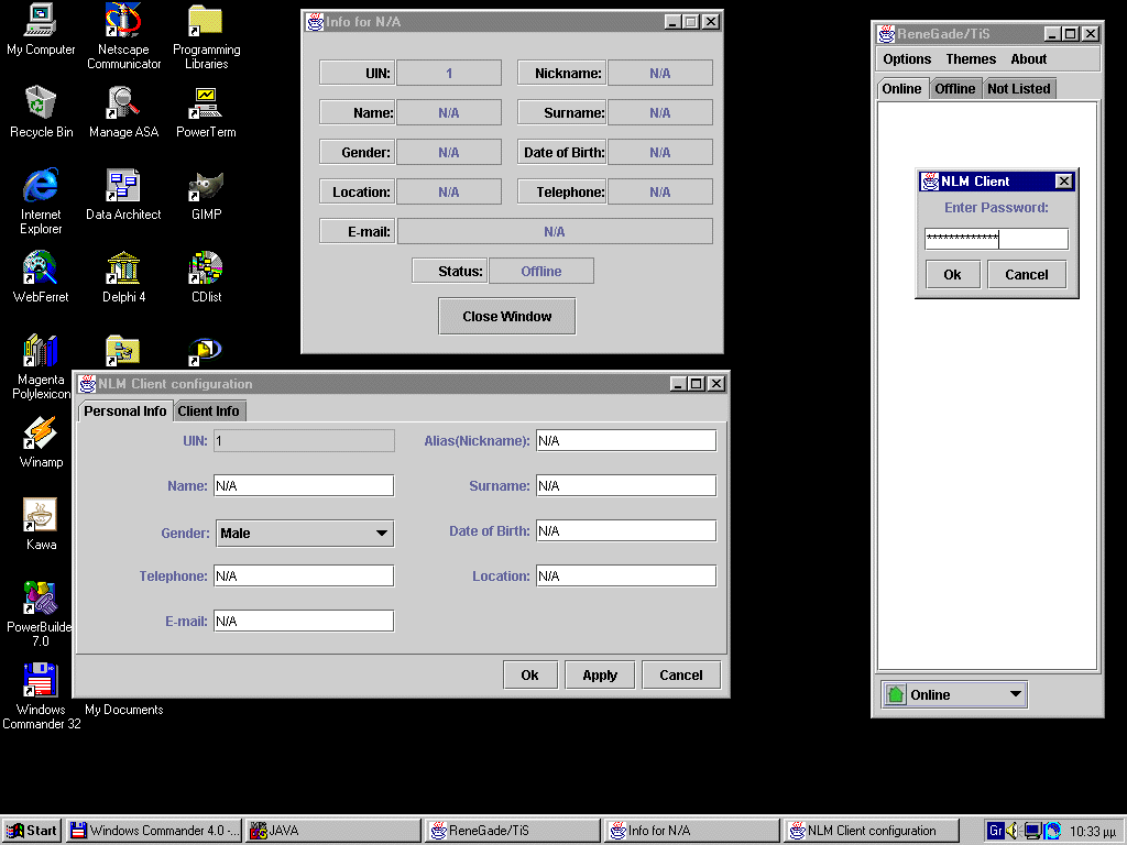 NLM Client — user information and editing